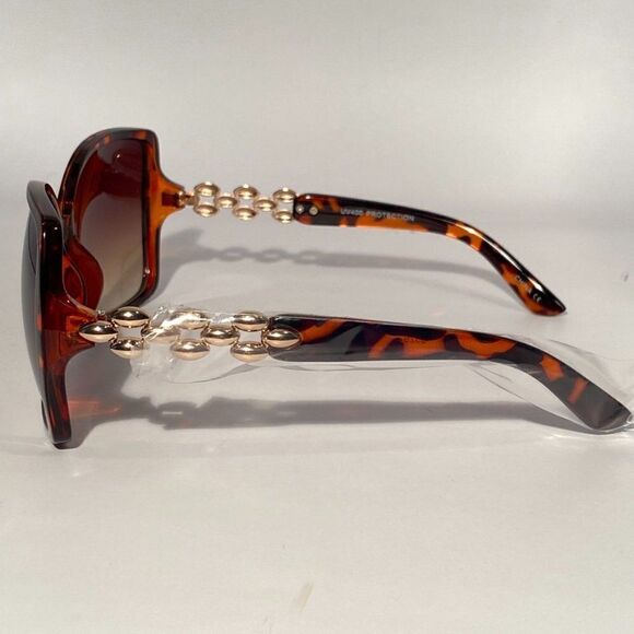Oversize Tortoise Sunglasses With Silver Detail on Arm New - Picture 4 of 15